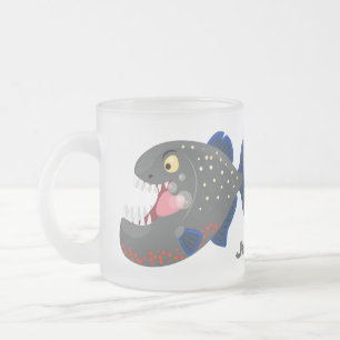 Tasse Givré Illustration drôle de piranha affamée