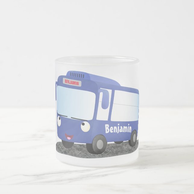 Tasse Givré Illustration d'un bus moderne bleu mignon (Centre)