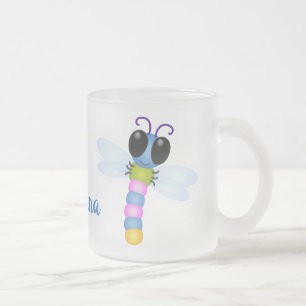 Tasse Givré Illustration d'une libellule bleu et rose