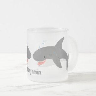 Tasse Givré Illustration joyeuse du grand requin blanc