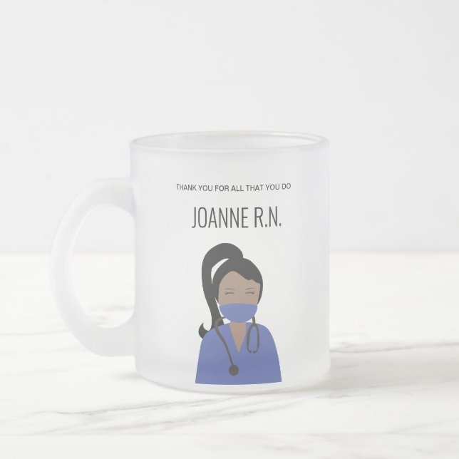 Tasse Givré Illustration personnalisée Infirmière Merci (Gauche)
