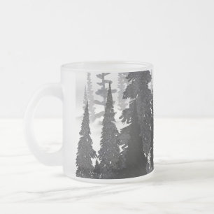 Tasse Givré Impression d'art aquarelle de forêt de pins monoch