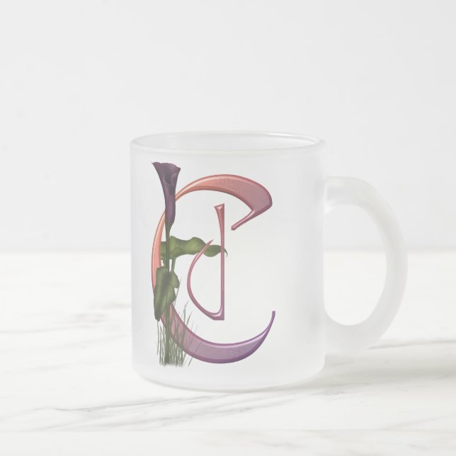 Tasse Givré Initiale colorée C de calla (Droit)