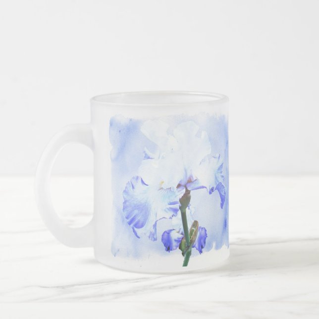 Tasse Givré Iris Arborés - Bleu Et Blanc (Gauche)