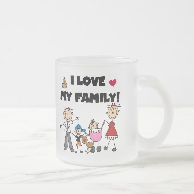 Tasse Givré J'aime mes T-shirts et cadeaux de famille (Droit)