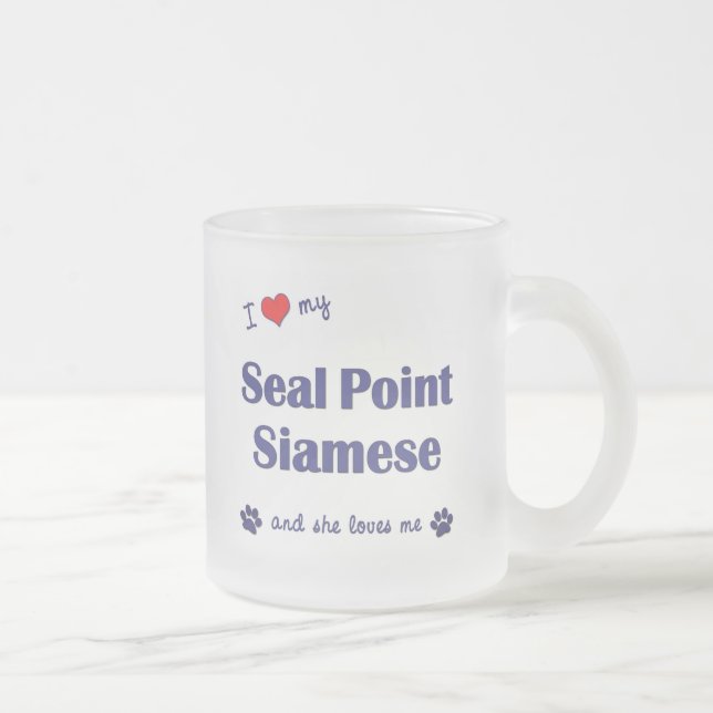 Tasse Givré J'aime mon point de joint siamois (le chat (Droit)