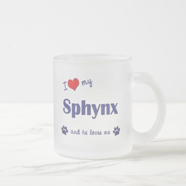 Tasse Givré J'aime mon Sphynx (le chat masculin) (Droit)