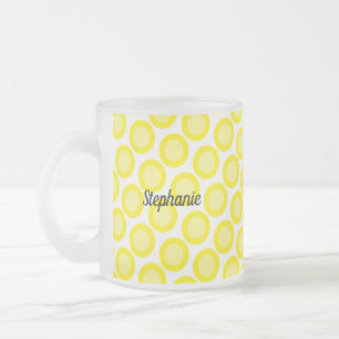 Tasse Givré Jaune Citron Blanc Nom Personnalisé Couleur Cadeau