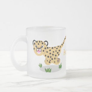 Tasse Givré Joli bébé guépard en cours de dessin animé illustr