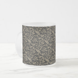Tasse Givré Joli motif floral noir marron vintage