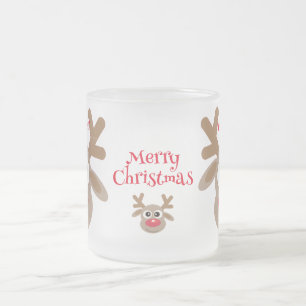 Tasse Givré Joli Noël Cartoon Reinder Hiver Blanc Blanc