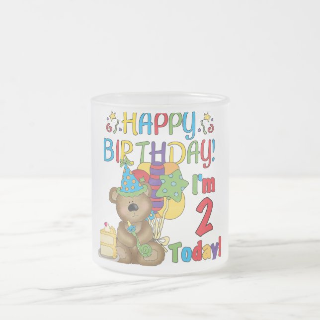 Tasse Givré Joyeux anniversaire Teddy Bear 2e anniversaire (Centre)