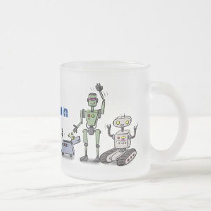 Tasse Givré Joyeux joli dessin de trois robots trio