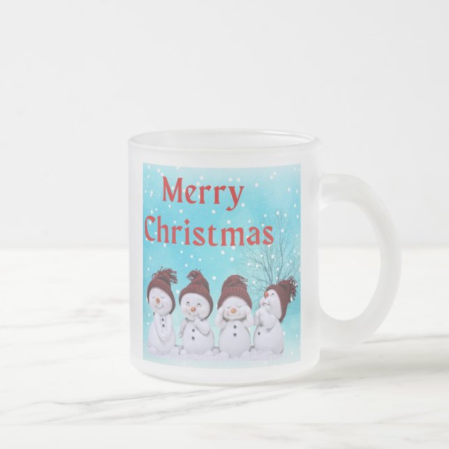 Tasse Givré Joyeux Noël mignon Petits Snowmen adorable (Droit)