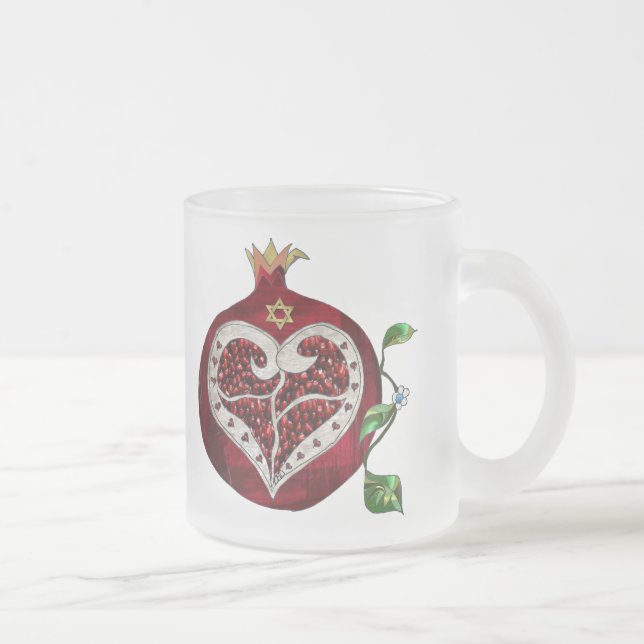Tasse Givré Judaica Pomegranate Heart Hanoukka Rosh Hashanah (Droit)
