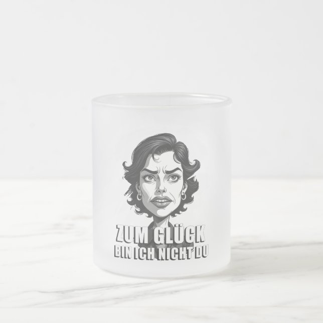Tasse Givré Karikatur mit „Zum Glück…“-Zitat (Centre)