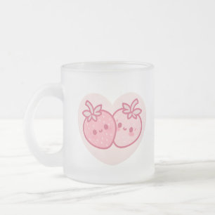 Tasse Givré Kawaii Valentines roses Fraises