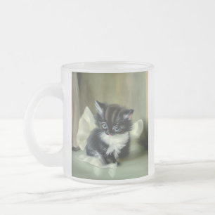 Tasse Givré Langue vintage de Kitten noir et blanc