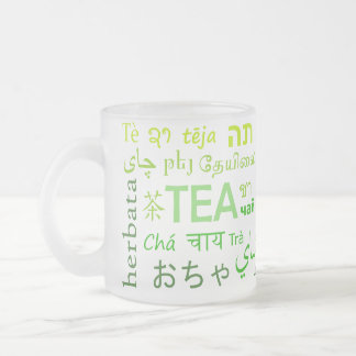 Tasse Givré Le thé dans toutes les langues en vert