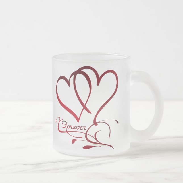 Tasse Givré Les Coeurs Forever rouge sur blanc (Droit)