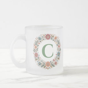 Tasse Givré Lettre de monogramme fleurs folkloriques Couronne 