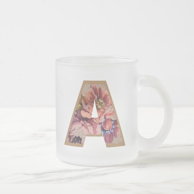 Tasse Givré LETTRE INITIALE Florale Rustique A MONogramme (Droit)