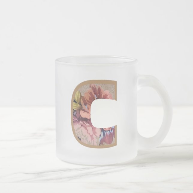 Tasse Givré LETTRE INITIALE Florale Rustique C Monogramme (Droit)