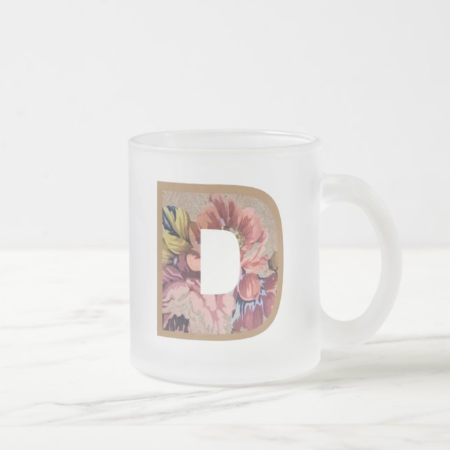 Tasse Givré LETTRE INITIALE Florale Rustique D MONogramme (Droit)