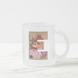 Tasse Givré LETTRE INITIALE Florale Rustique E MONogramme