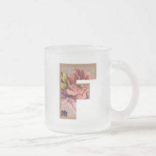 Tasse Givré LETTRE INITIALE Florale Rustique F MONogramme