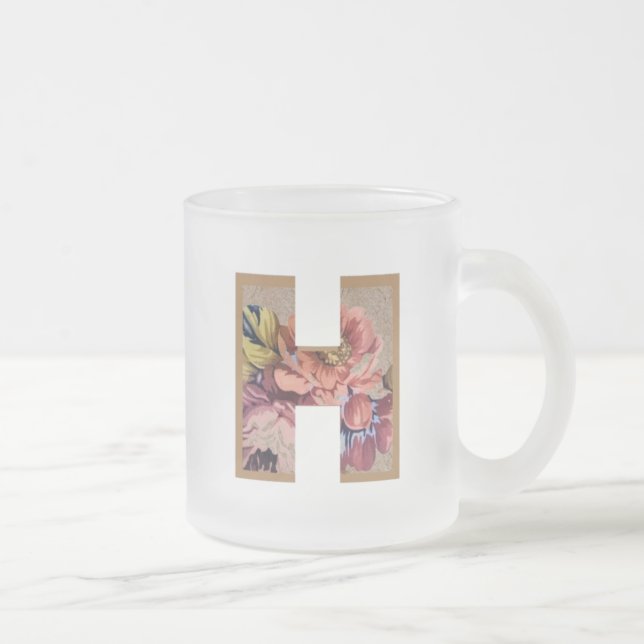 Tasse Givré Lettre initiale florale rustique H monogramme (Droit)