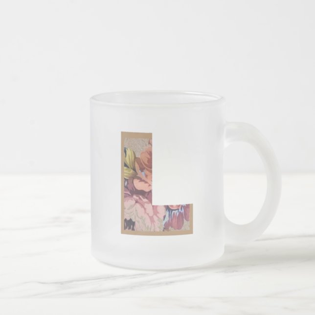 Tasse Givré LETTRE INITIALE Florale Rustique L MONO (Droit)
