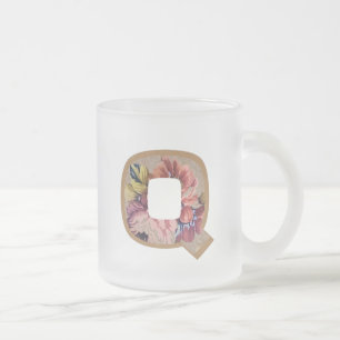 Tasse Givré LETTRE INITIALE Florale Rustique Q MONogramme
