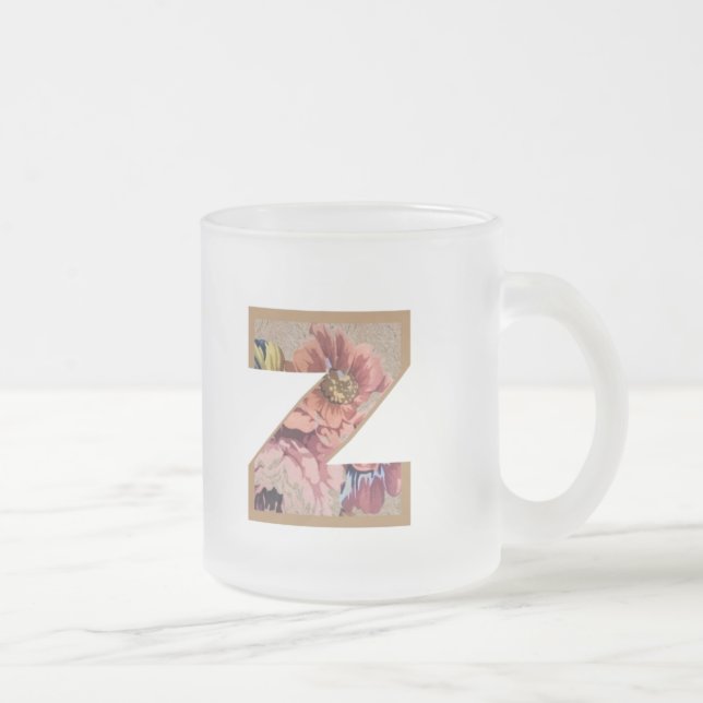 Tasse Givré Lettre initiale Z monogramme floral rustique (Droit)