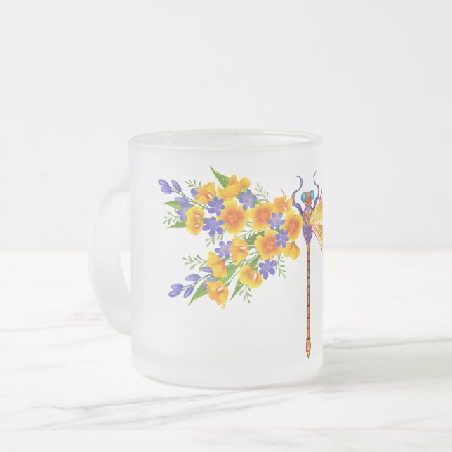 Tasse Givré libellule de fleurs jaunes (Devant gauche)