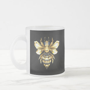 Tasse Givré Logo Faux Gold Foil Bee Polygonal sur Noir
