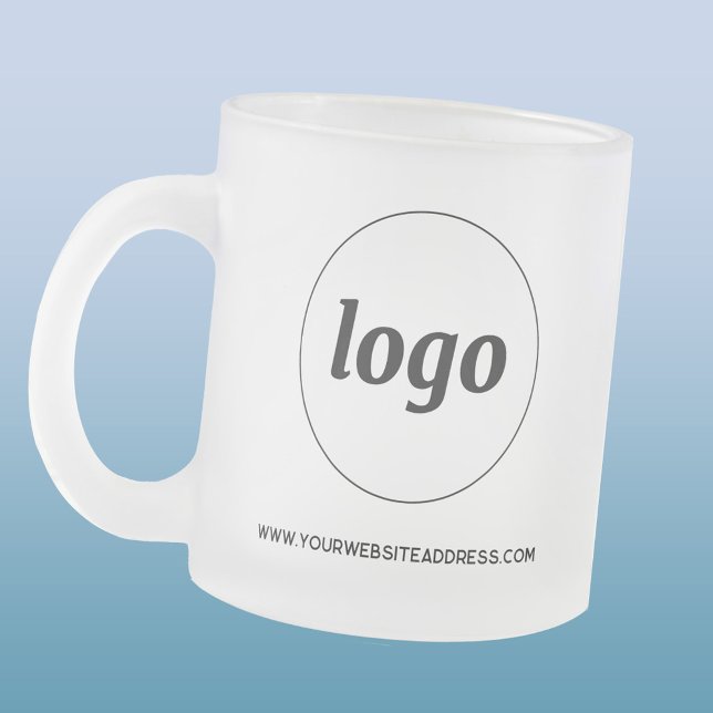 Tasse Givré Logo simple et promotion de l'entreprise textuelle (Simple logo with custom text business branding promotional frosted mug)