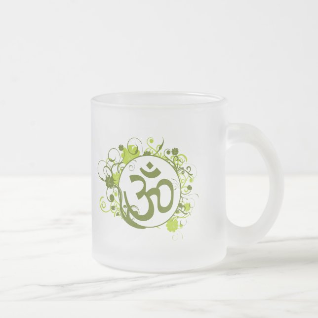 Tasse Givré L'OM floral vert bouddhiste (Droit)