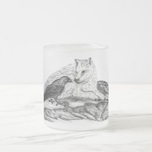 Tasse Givré Loup et corbeau - Design noir et blanc