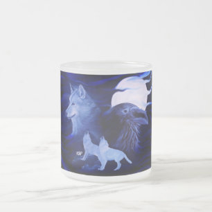Tasse Givré Loups et corbeau avec pleine lune