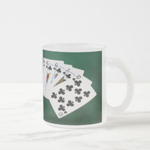 Tasse Givré Mains de poker - quinte royale - costume de clubs