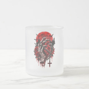 Tasse Givré Mains de squelette gothiques Roses rouges Hallowee