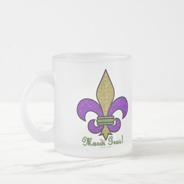 Tasse Givré Mardi Gras Fleur De Lis Coloré (Gauche)