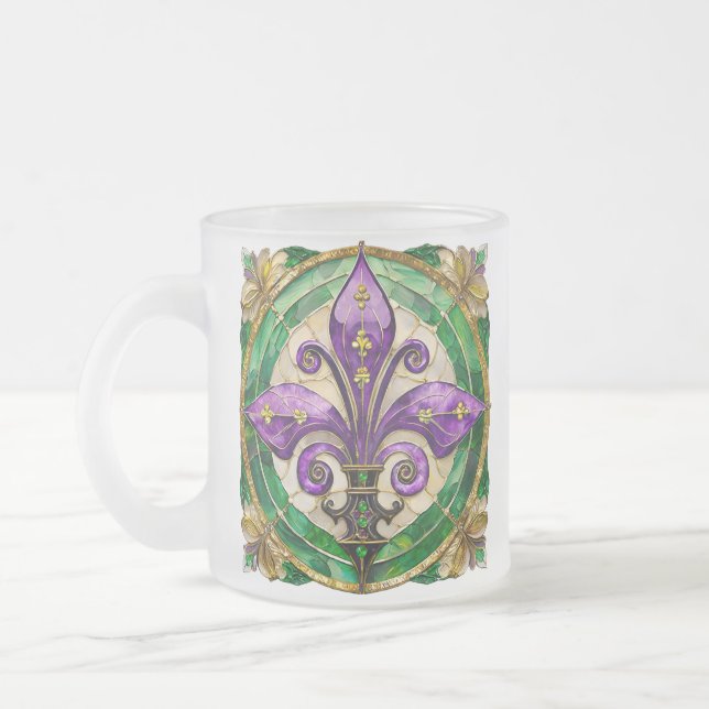 Tasse Givré Mardi Gras Vitrail Fleur de lis (Gauche)