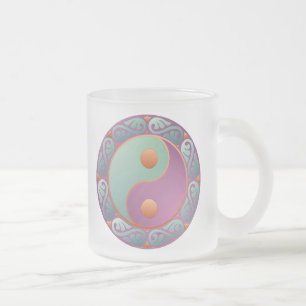 Tasse Givré Médaillon Yin Yang Violet Turquoise