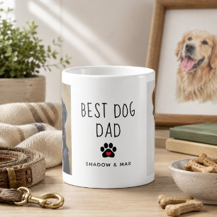 Tasse Givré Meilleur Papa Chien   Deux Photos Texte Manuscrit 