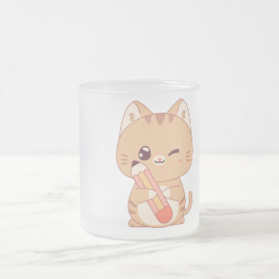 Tasse Givré mignon étudiant en chat   Conception amoureux des 