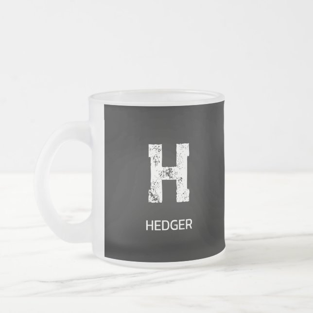 TASSE GIVRÉ MINIMALIST WHITE ONE LETTER MONOGRAM NAME BLACK (Gauche)
