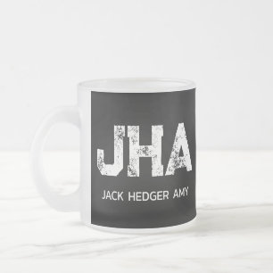 TASSE GIVRÉ MINIMALISTE BLANC MONOGRAMME DE TROIS LETTRES NOM 