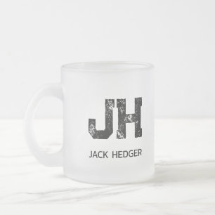 TASSE GIVRÉ MINIMALISTE NOIR MONOGRAMME À DEUX LETTRES NOM CLA